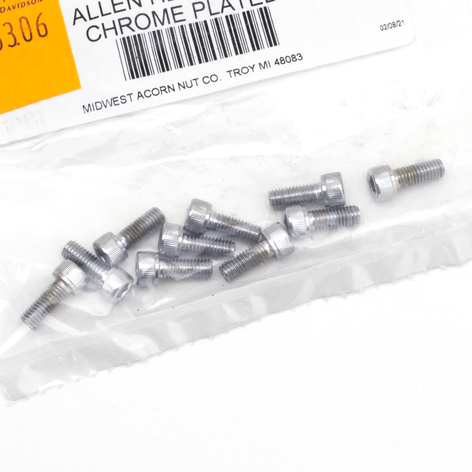 10pck Chrome allen screws 10-32x1/2