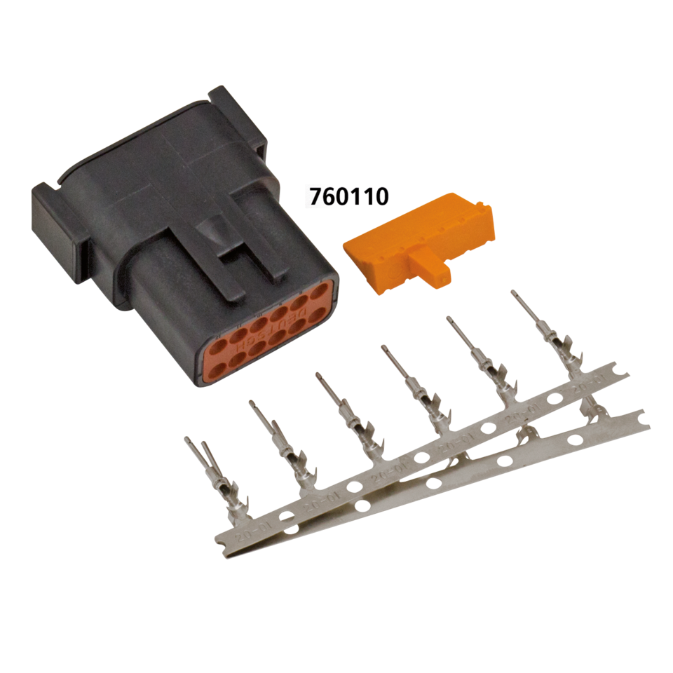 DTM 12-Pos Blk Recept w/ Trmnls & Wedge