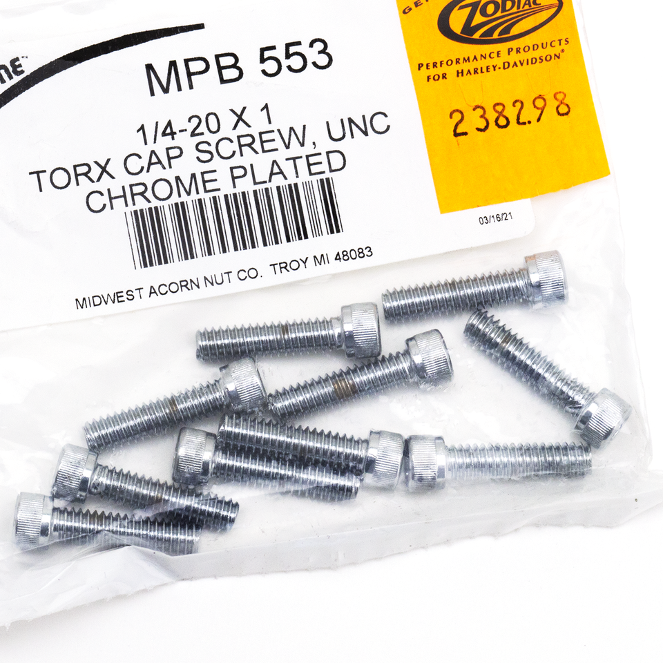10pck Knurled torx screw 1/4-20x1", UNC