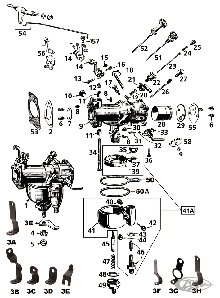 shaft throttle with screws, 1 1/4 carbs