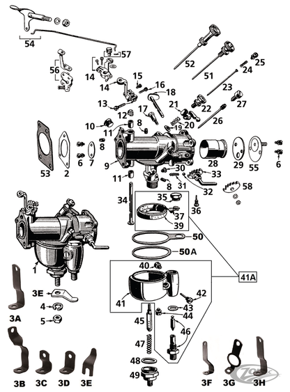 shaft throttle with screws, 1 1/4 carbs