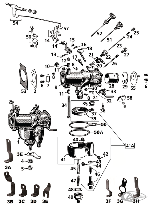 shaft throttle with screws, 1 1/4 carbs