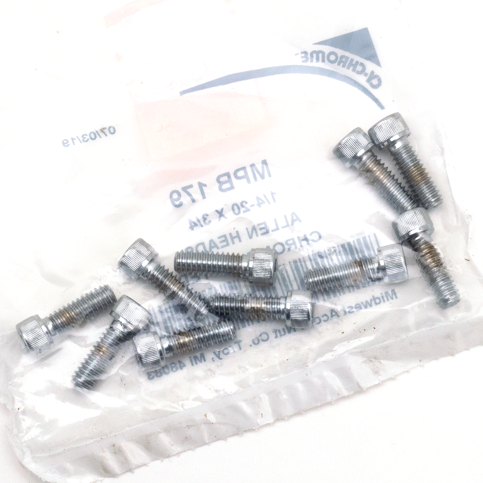 10pck Chrome allen screws 1/4-20x3/4