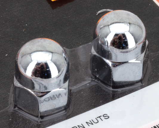 CHROME ACORN NUTS 7/16-20 UNF 2pck