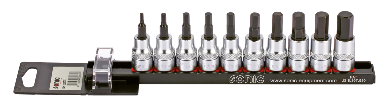 3/8" Socketbitset hex metric 10PC on rai