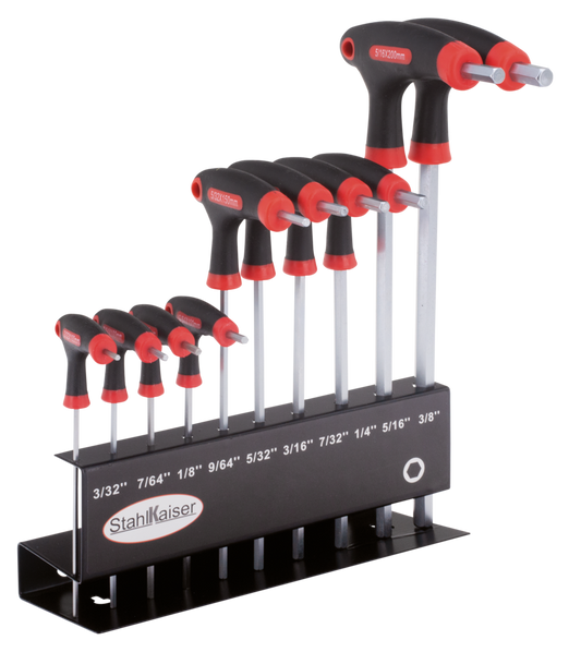 10Pc T-Grip allen wrench set 3/32"-3/8"