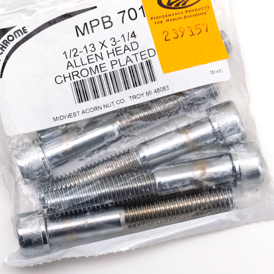 5pck Chrome Allen screws 1/2-13x3 1/4"