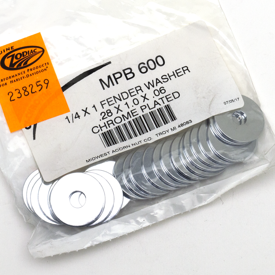 25pck Flat washers 1/4" X 1"