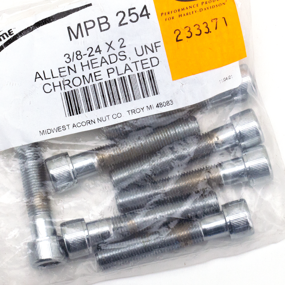 10pck Chrome allen screws 3/8-24x2