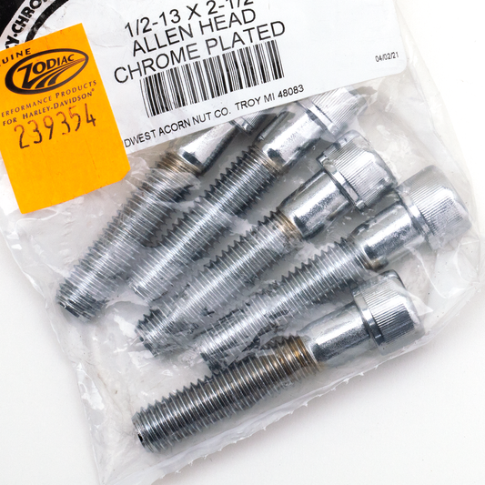5pck Chrome Allen screws 1/2-13x2 1/2"