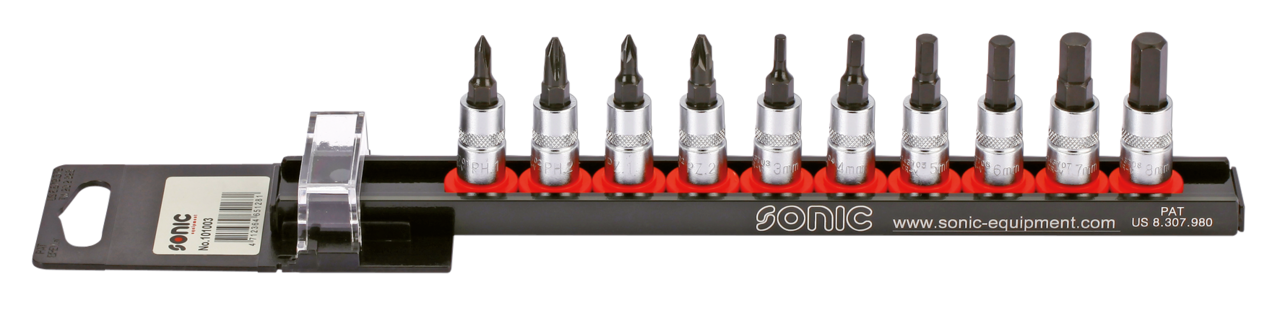 1/4" Socketbitset Metric 10Pc on rail
