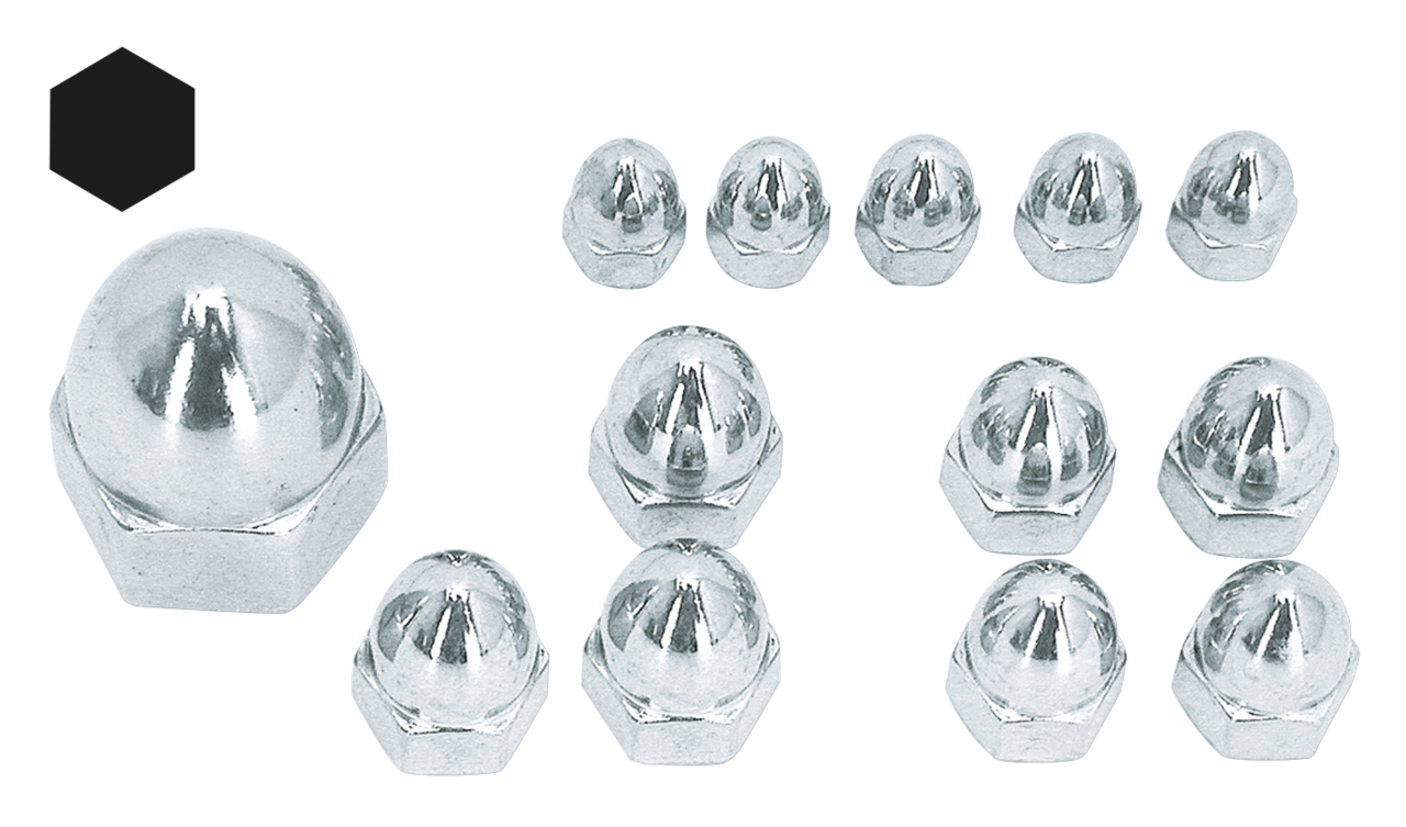 50pck Chrome acorn nuts M10x1.5