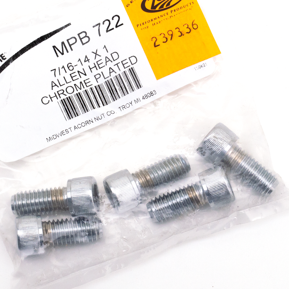 5pck Chr.Allen head screws 7/16-14x1"