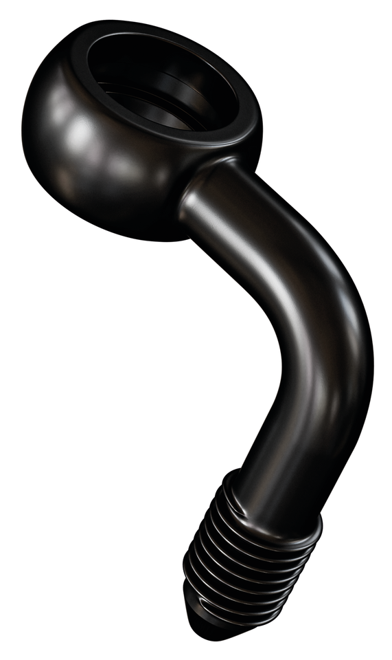 Black SS AN-3 banjo fitting 7/16" 90degr