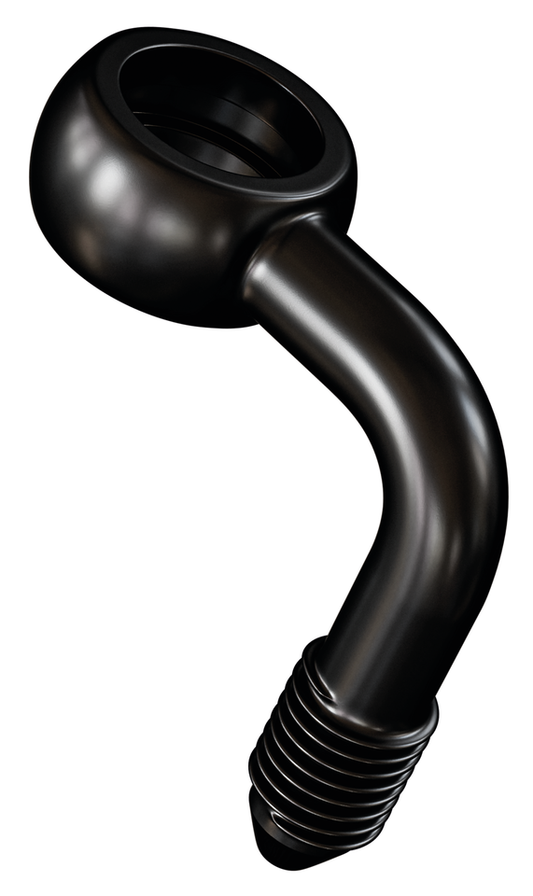 Black SS AN-3 banjo fitting 7/16" 90degr