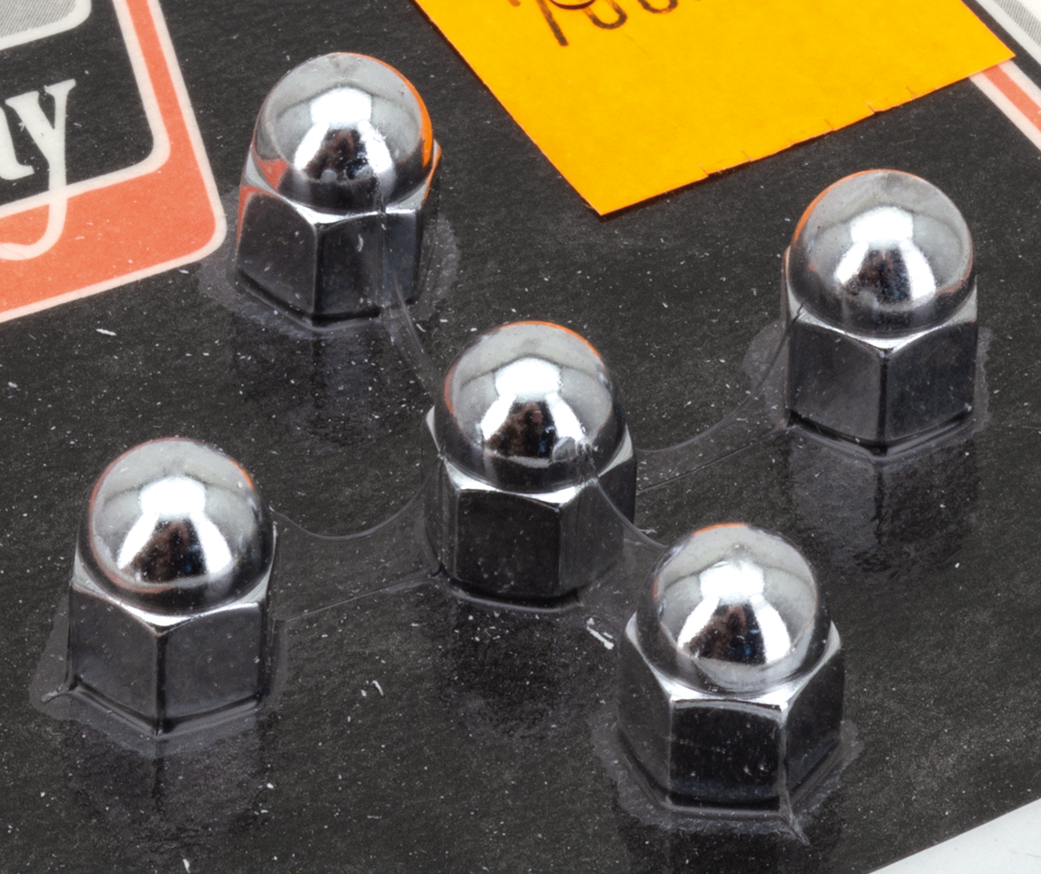 CHROME ACORN NUTS 1/4-20 UNC 5pck