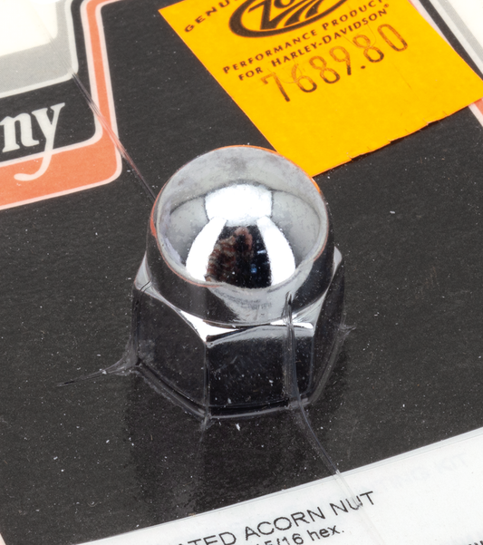 CHROME ACORN NUT 5/8-11 UNC, 15/16 hex,