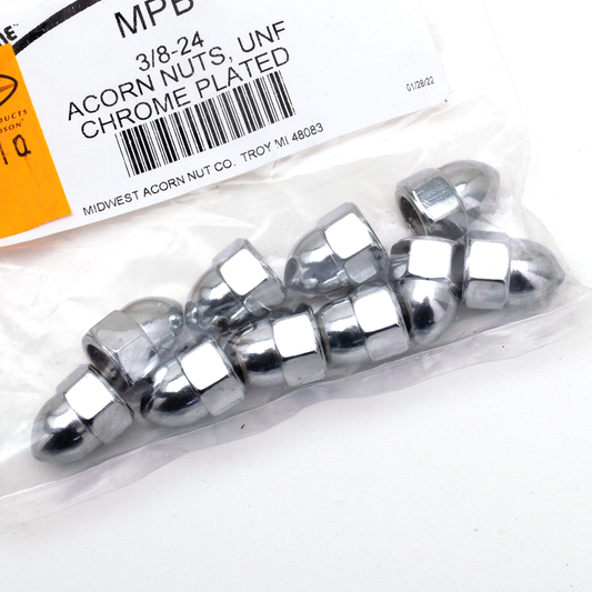 10pck Chrome Acorn nuts 3/8-24