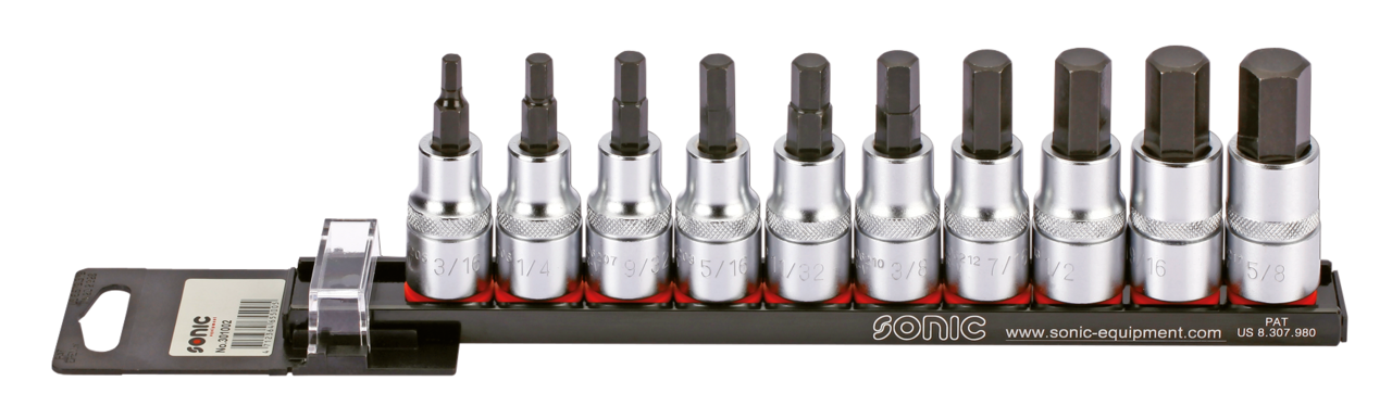 1/2" Socketbitset Hex inch sizes 10Pc