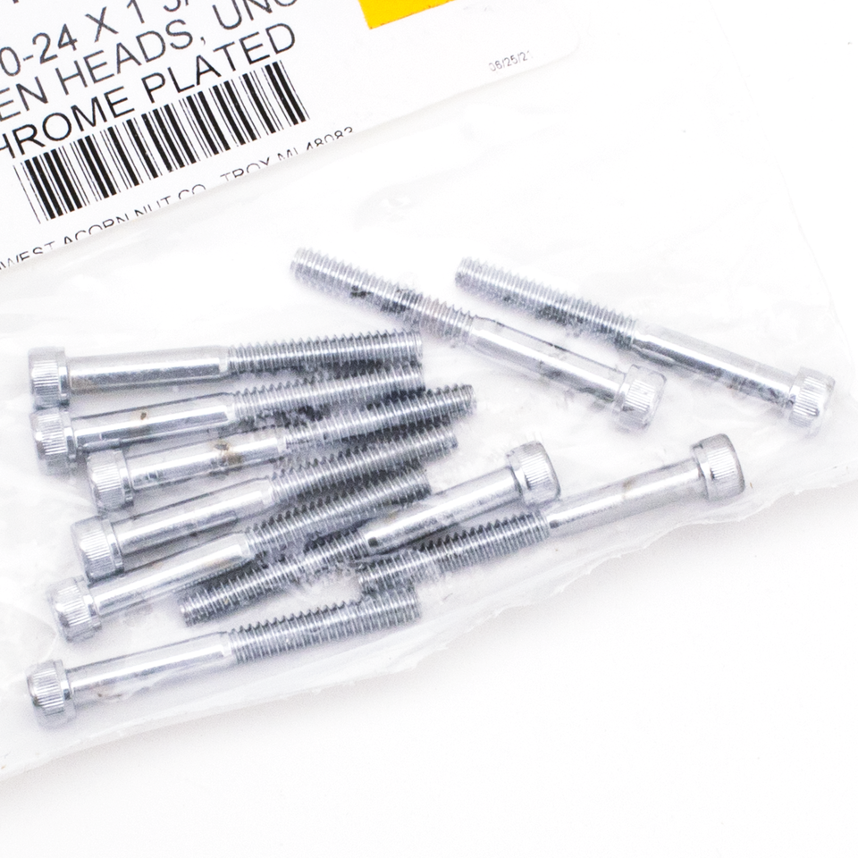 10pck Chrome allen screws 10-24x1-3/4