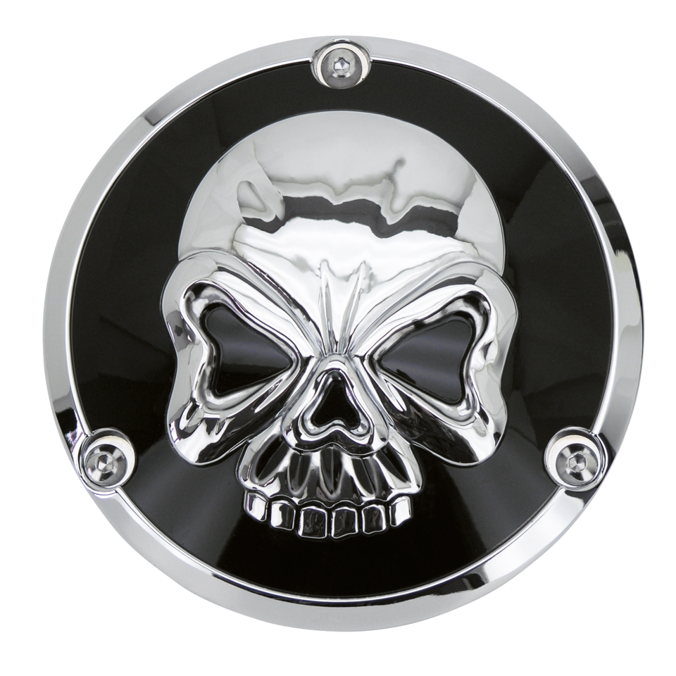 GZP Skull blck/chrome derby cover 3 hole
