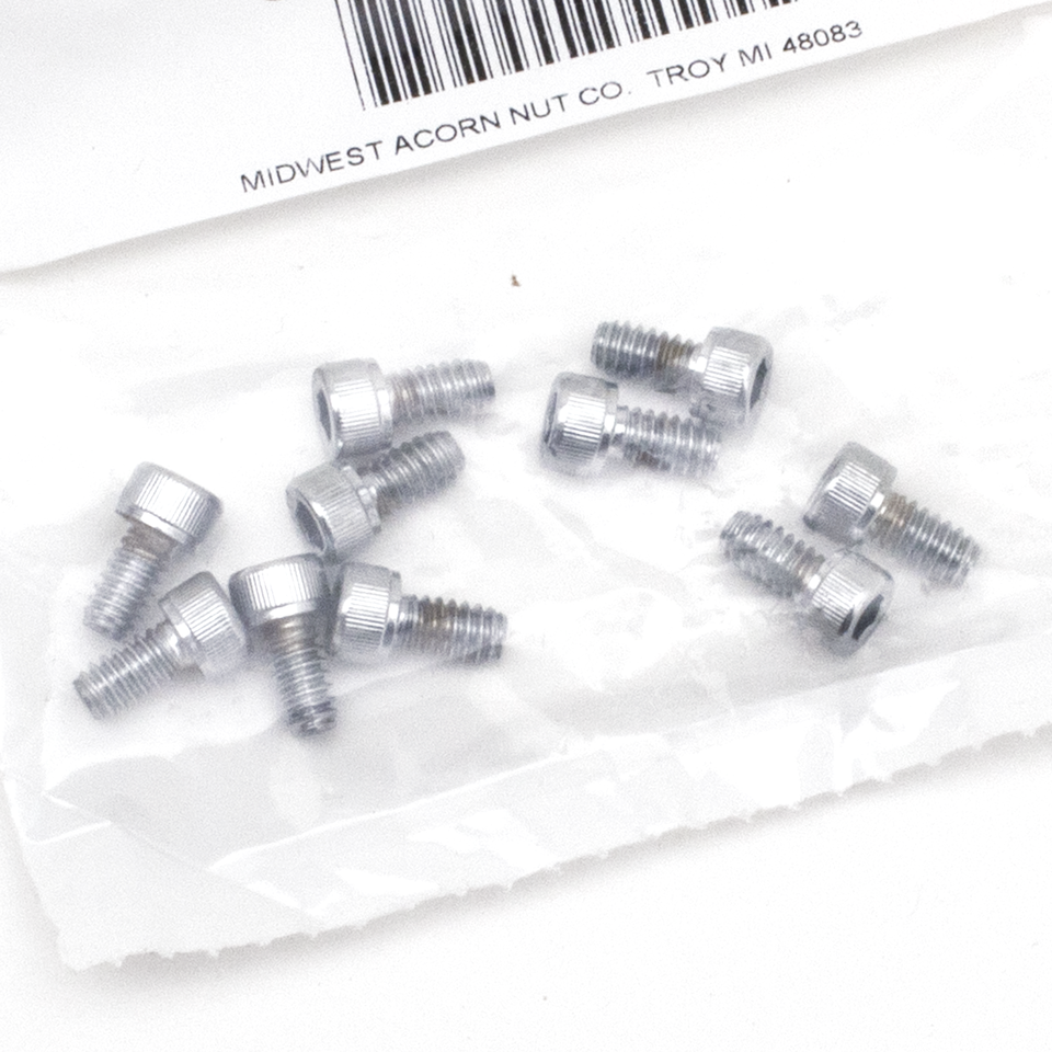 10pck Chrome allen screws 10-24x3/8"