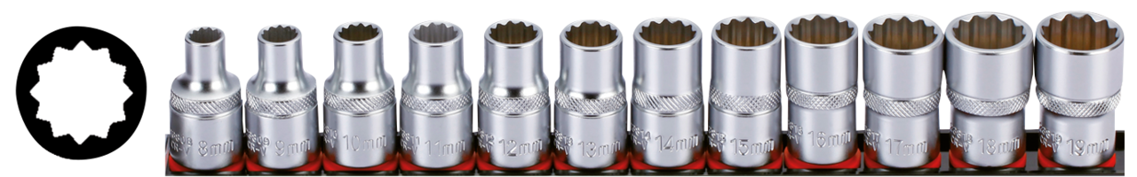 1/2" Socketset 12-point metric 12Pc on r