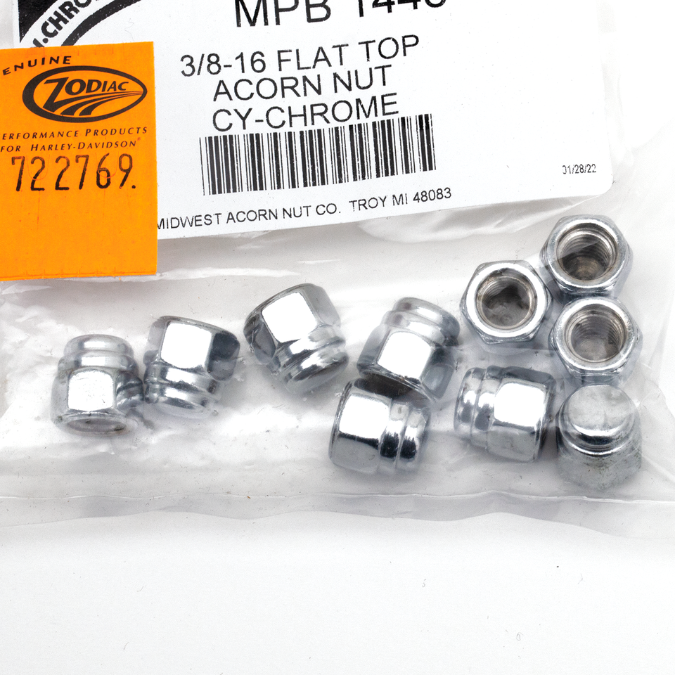 10Pck 3/8-16 Flat Top Acorn Nut