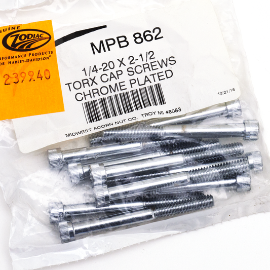 10pck Torx socket head 1/4-20x2 1/2",UNC