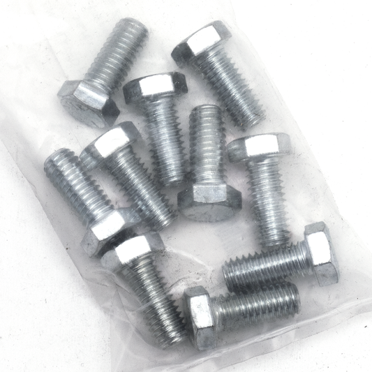 10pck hex bolt 3/8-16x7/8" UNC zinc