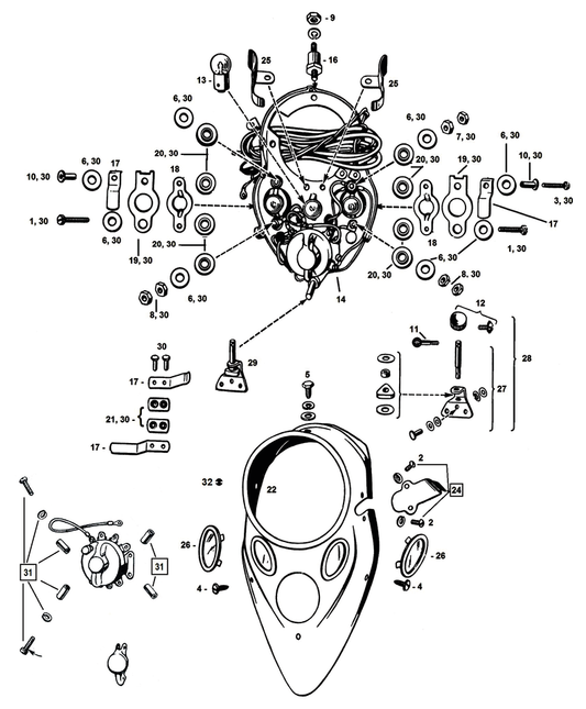 Dash base side bulb contact springs