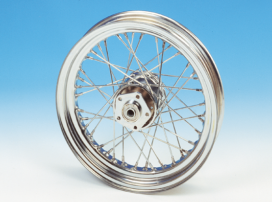 Cplt wheel 16" steel hub 7/16 stainl.sp