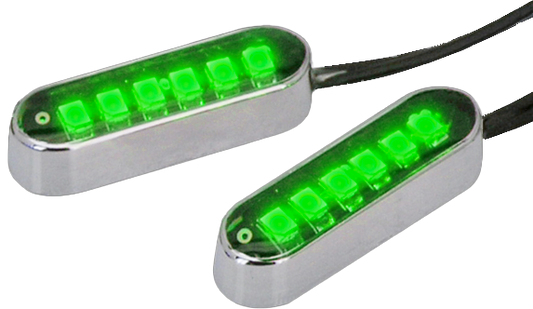 Cyron Convex 6 LED Chrome Green pair