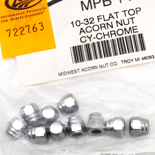 10Pck 10-32 Flat Top Acorn Nut