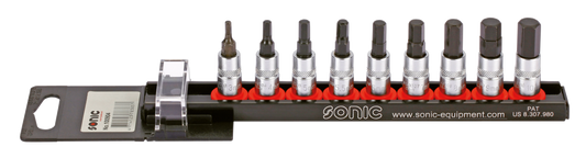 1/4" Socketbitset Hex metric 9Pc on rail