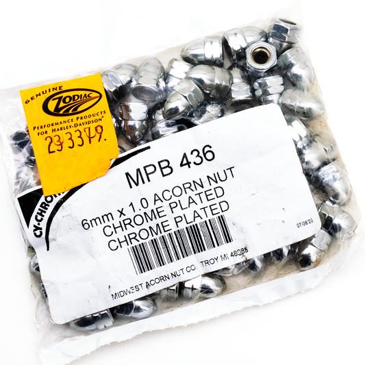 50pck Chrome acorn nuts M6x1.0