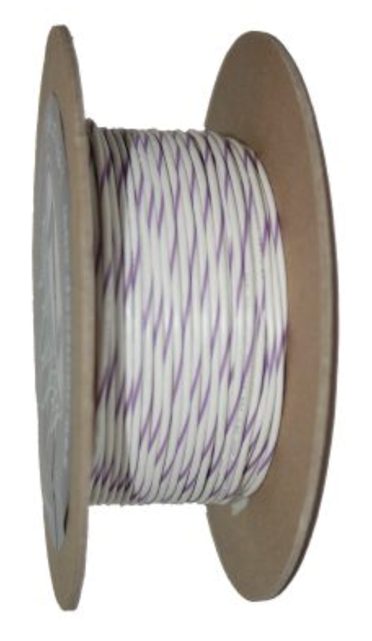 18-Gauge WHITE/VIOLET STRIPE 100' Spool
