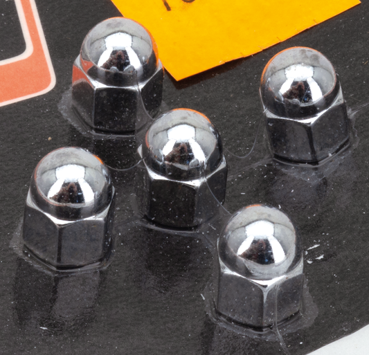 CHROME ACORN NUTS 1/4-28 UNF 5pck