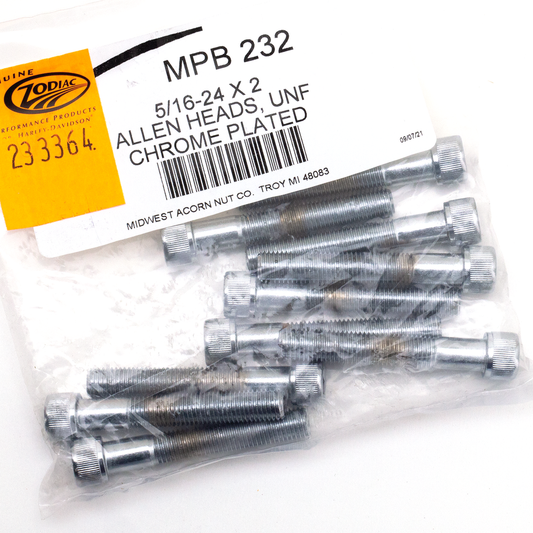 10pck Chrome allen screws 5/16-24x2