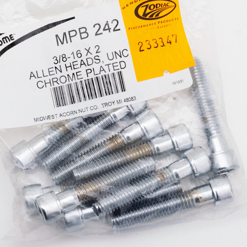 10pck Chrome allen screws 3/8-16x2