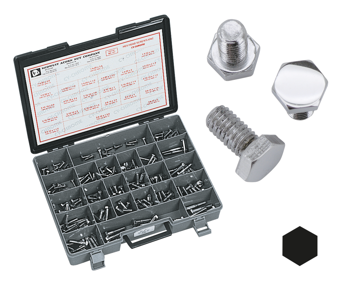 Ass. tray Hex head screws chr. 215pk UNF