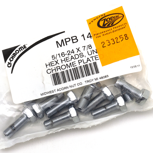10pck Chrome hex screws 5/16-24x7/8