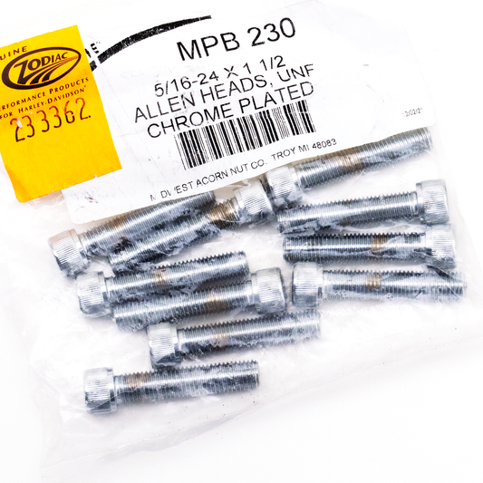 10pck Chrome allen screws 5/16-24x1-