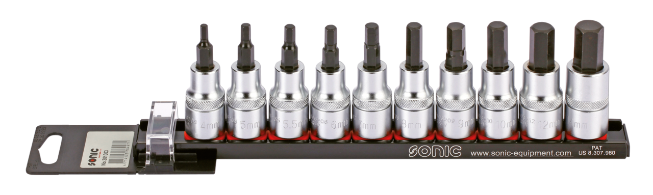 1/2" Socketbitset Hex metric 10Pc on rai