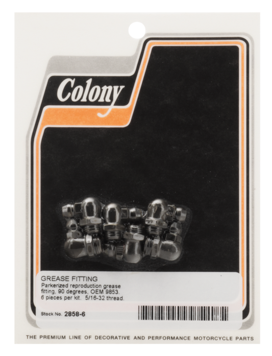 6-pck Colony Grease Fitting white plated