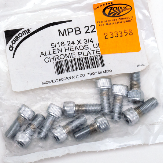 10pck Chrome allen screws 5/16-24x3/