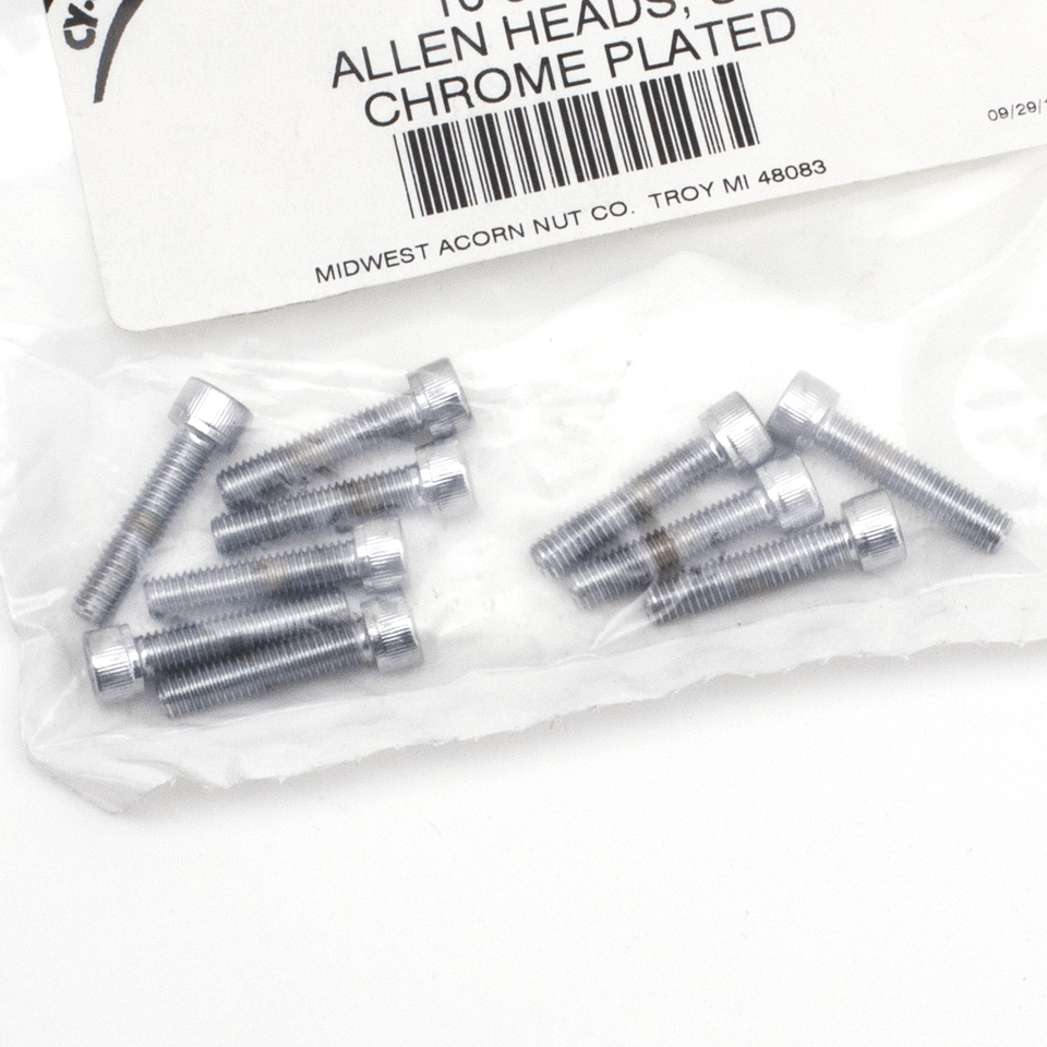 10pck Chrome allen screws 10-32x7/8