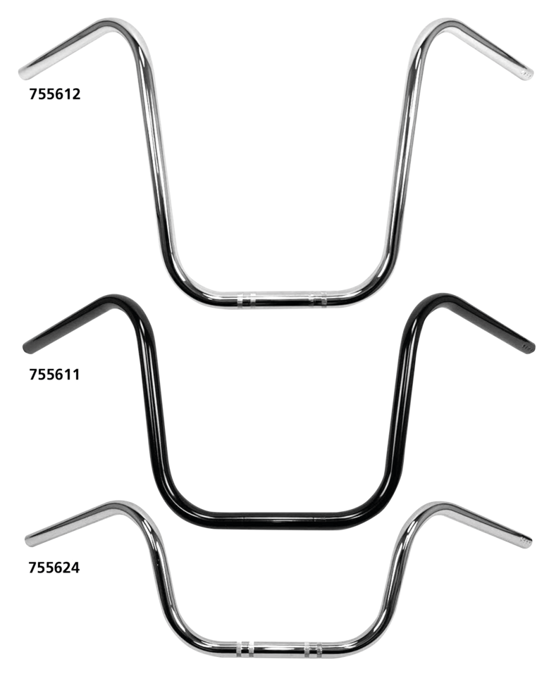7/8" Handlebar Ape Hanger 12" BLK no dmp