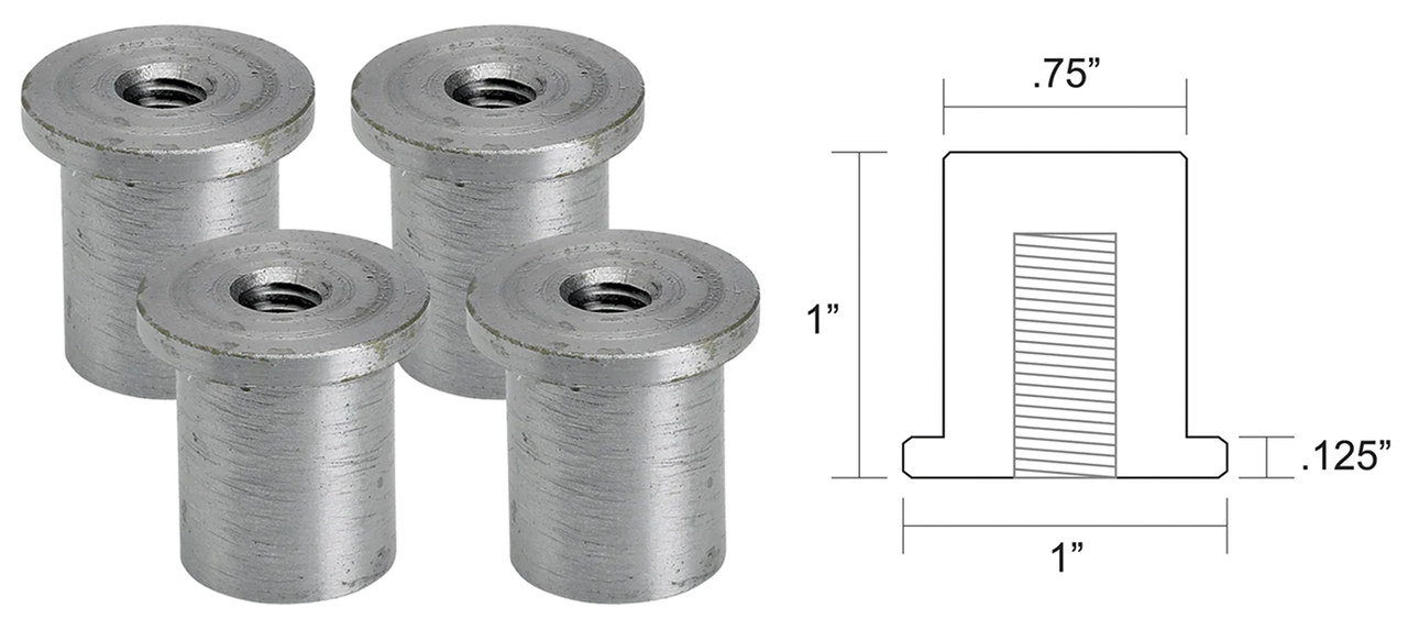 Flanged Bungs Blind 5/16-18" Thread 4Pck