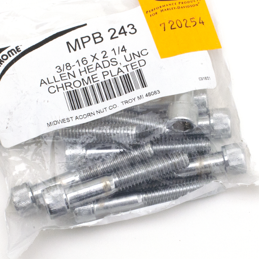 10pck Chrome Allen screws 3/8x2 1/4" UNC